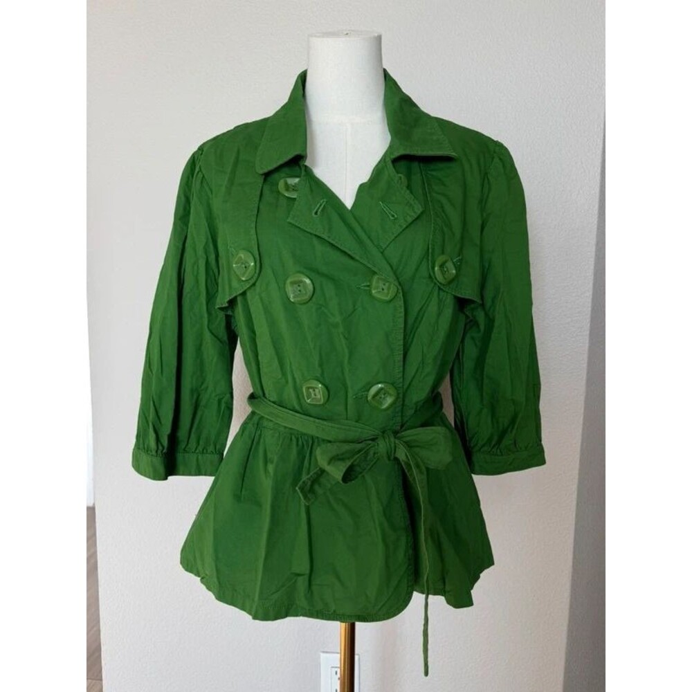 INC Y2K 100% cotton Belted Peplum Trench Jacket XL Goblin Fairycore